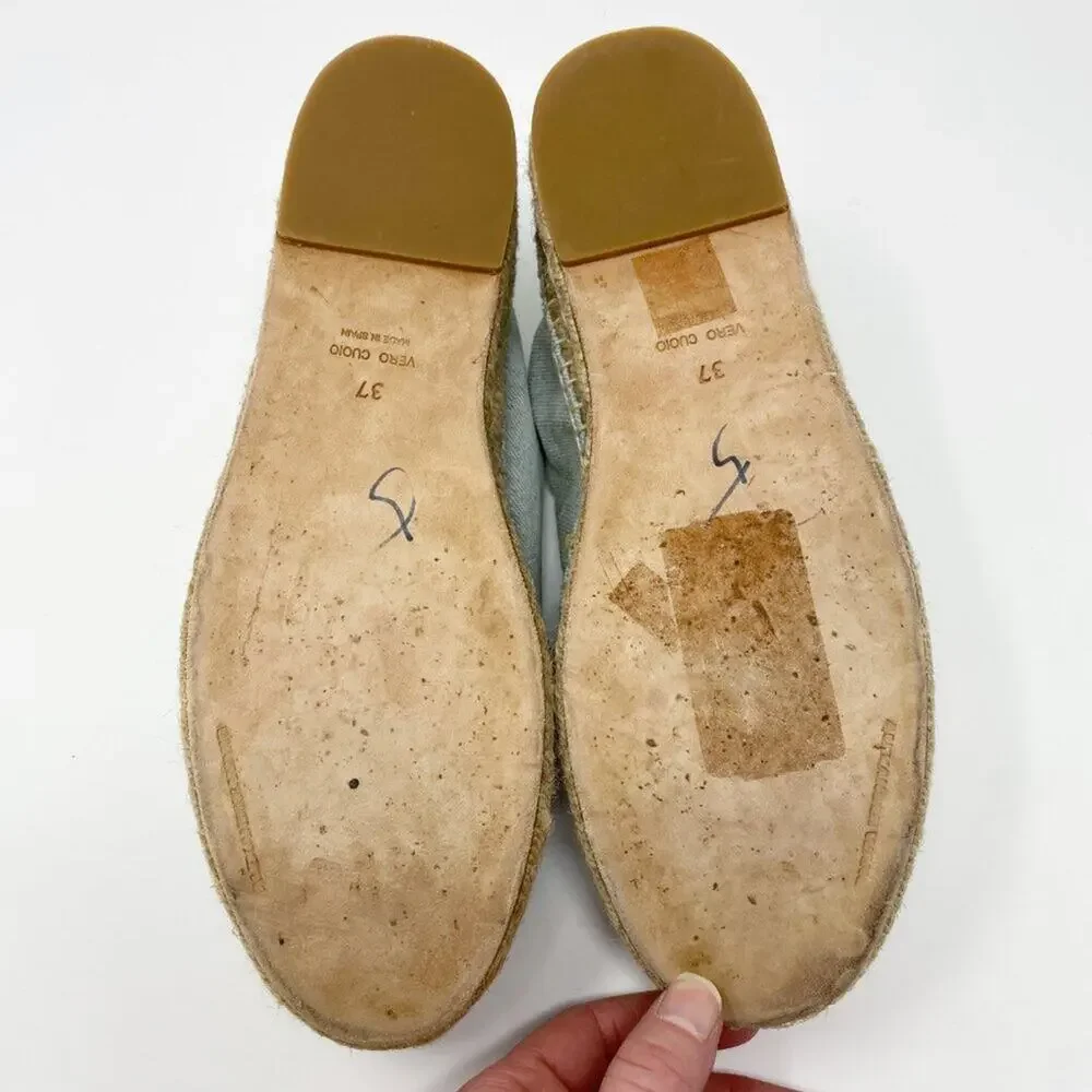 Alexander Wang Light Blue Denim Espadrille Casual Shoes Women's Sz 37 Front Zip
